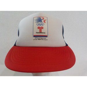 VTG 1984 Olympics Transamerica Official Sponsor Snapback Trucker Hat Sport Cap